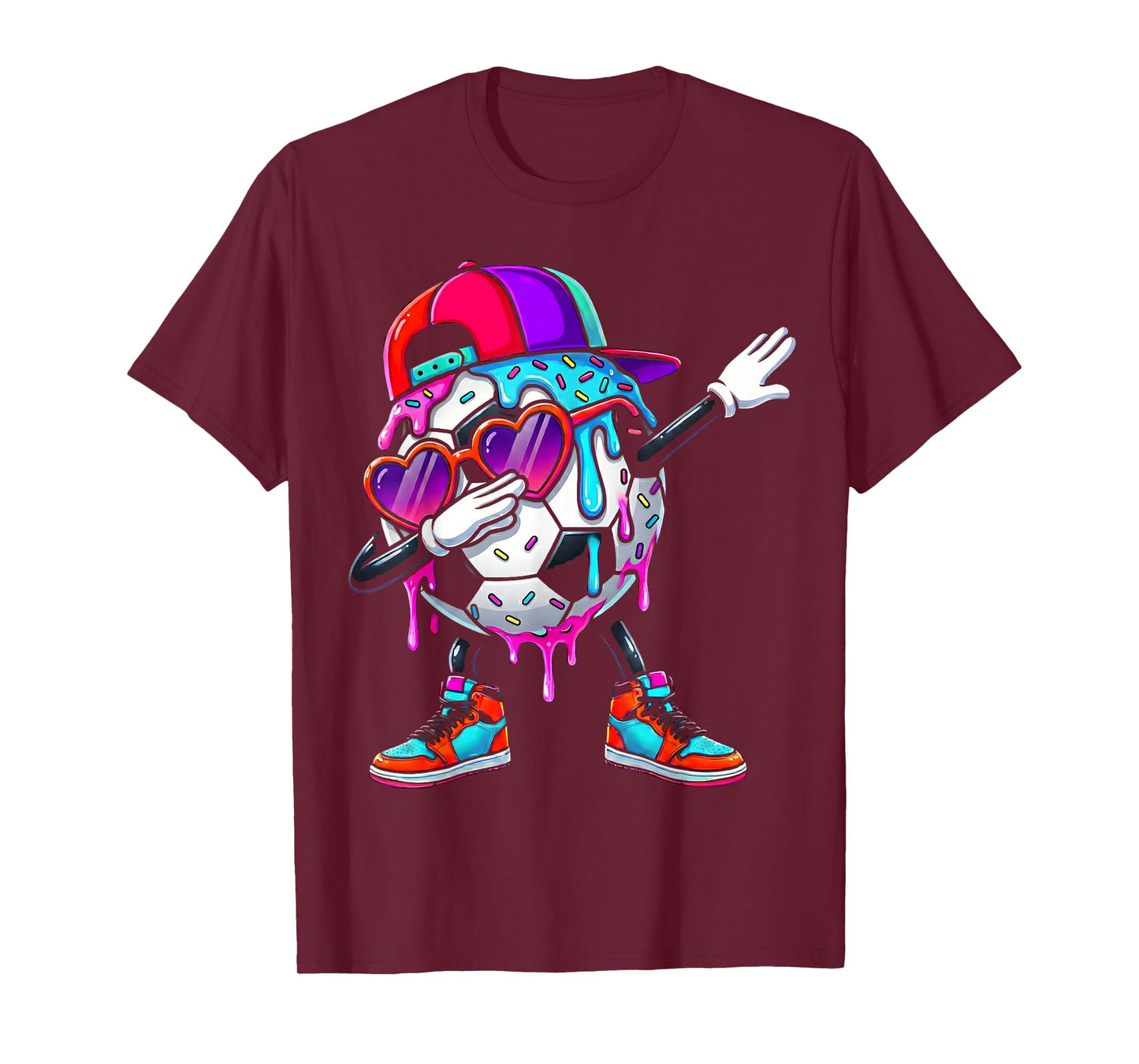 Soccer Ice Cream Drip Dabbing Sprinkles Sports Boys Girls T-Shirt