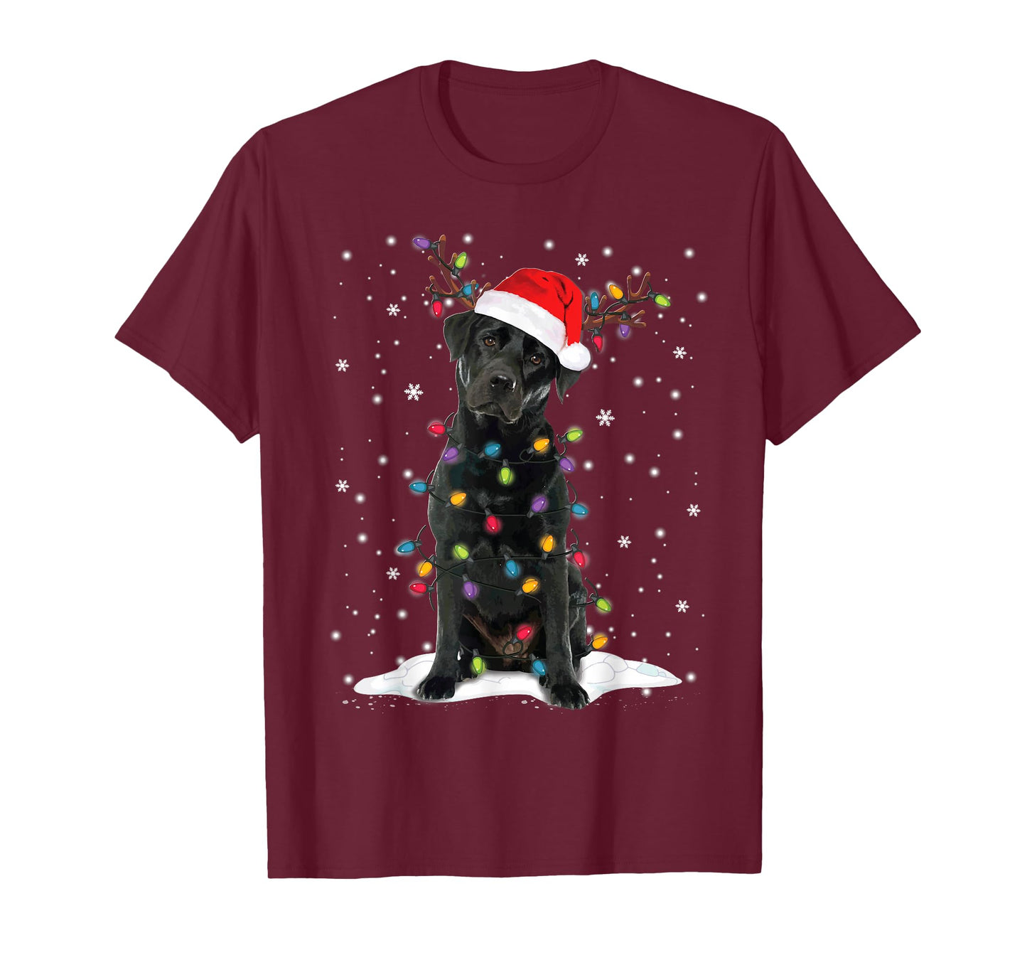 Black Lab Labrador Christmas Tree Light Pajama Dog Xmas T-Shirt