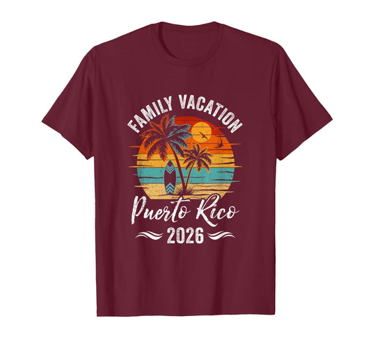 Family Vacation 2026 Vintage Puerto Rico Summer Matching T-Shirt
