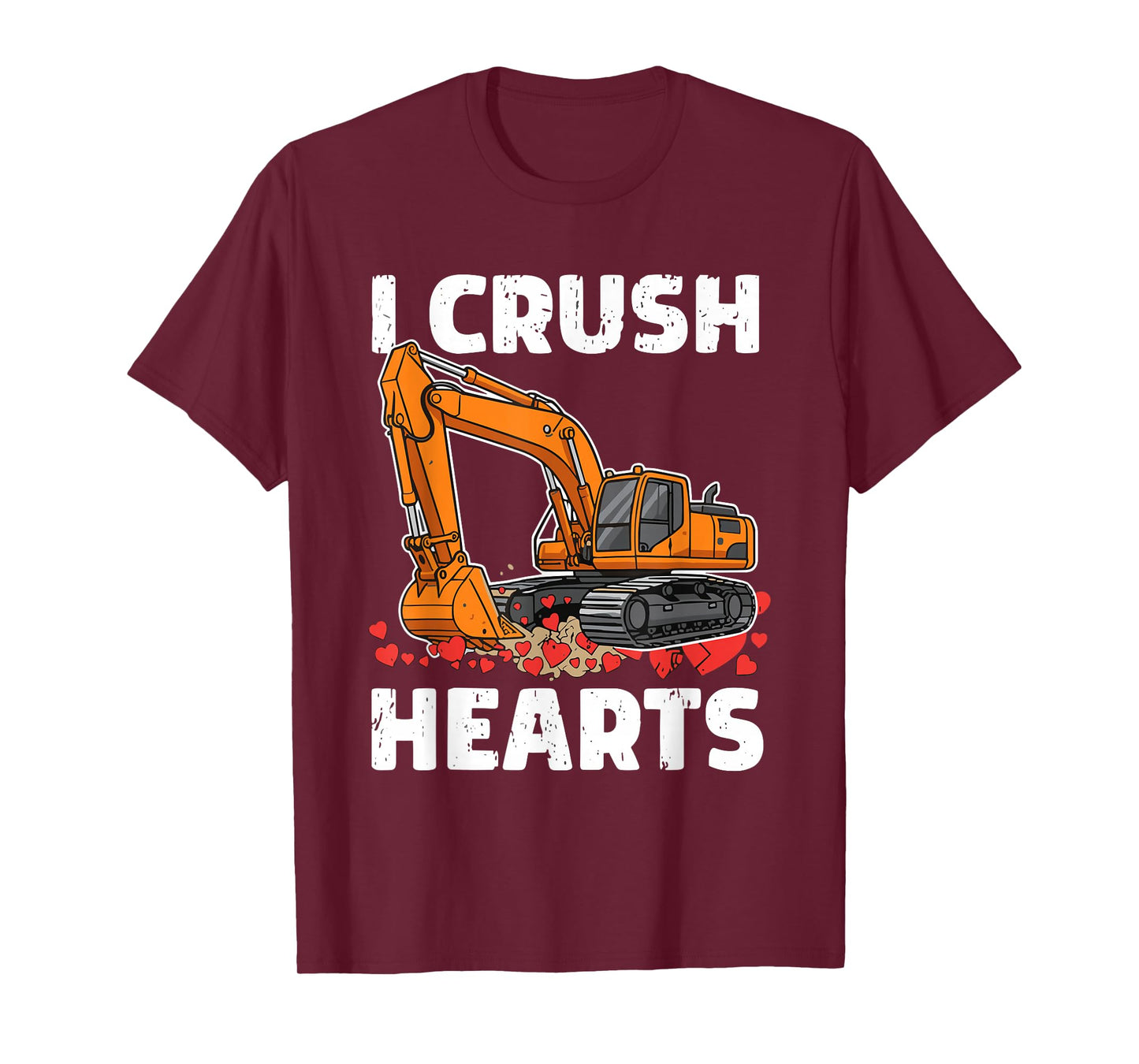I Crush Hearts Bulldozer Valentine's Day Kids Construction T-Shirt