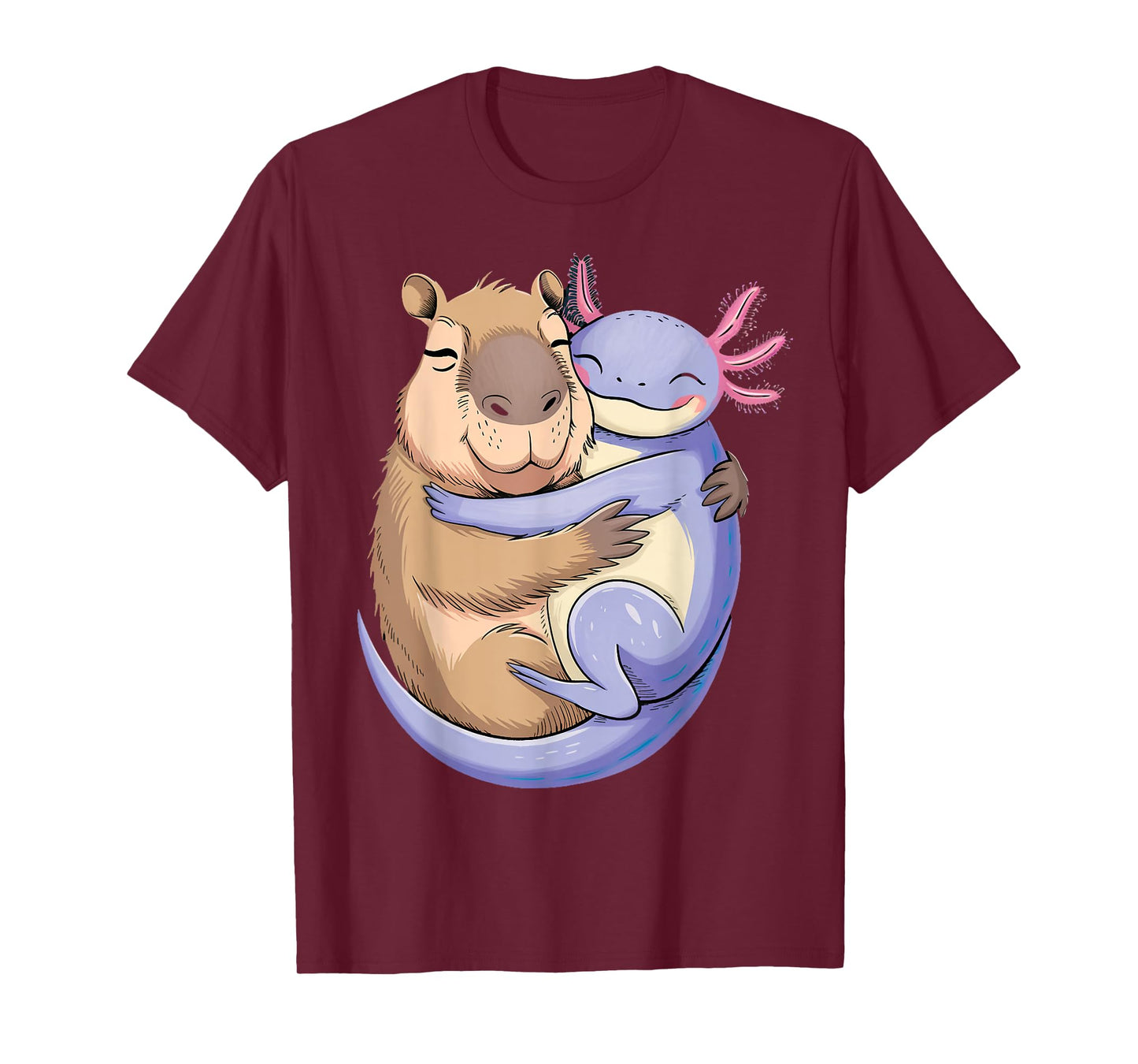 Capybara Hug Axolotl Rodent Animals Kawaii Capybara T-Shirt