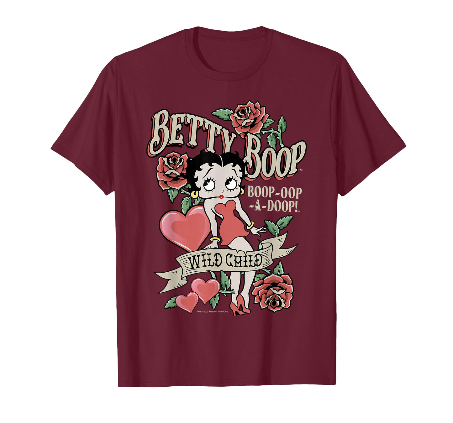 Betty Boop Betty Wild Child Roses Hearts T-Shirt