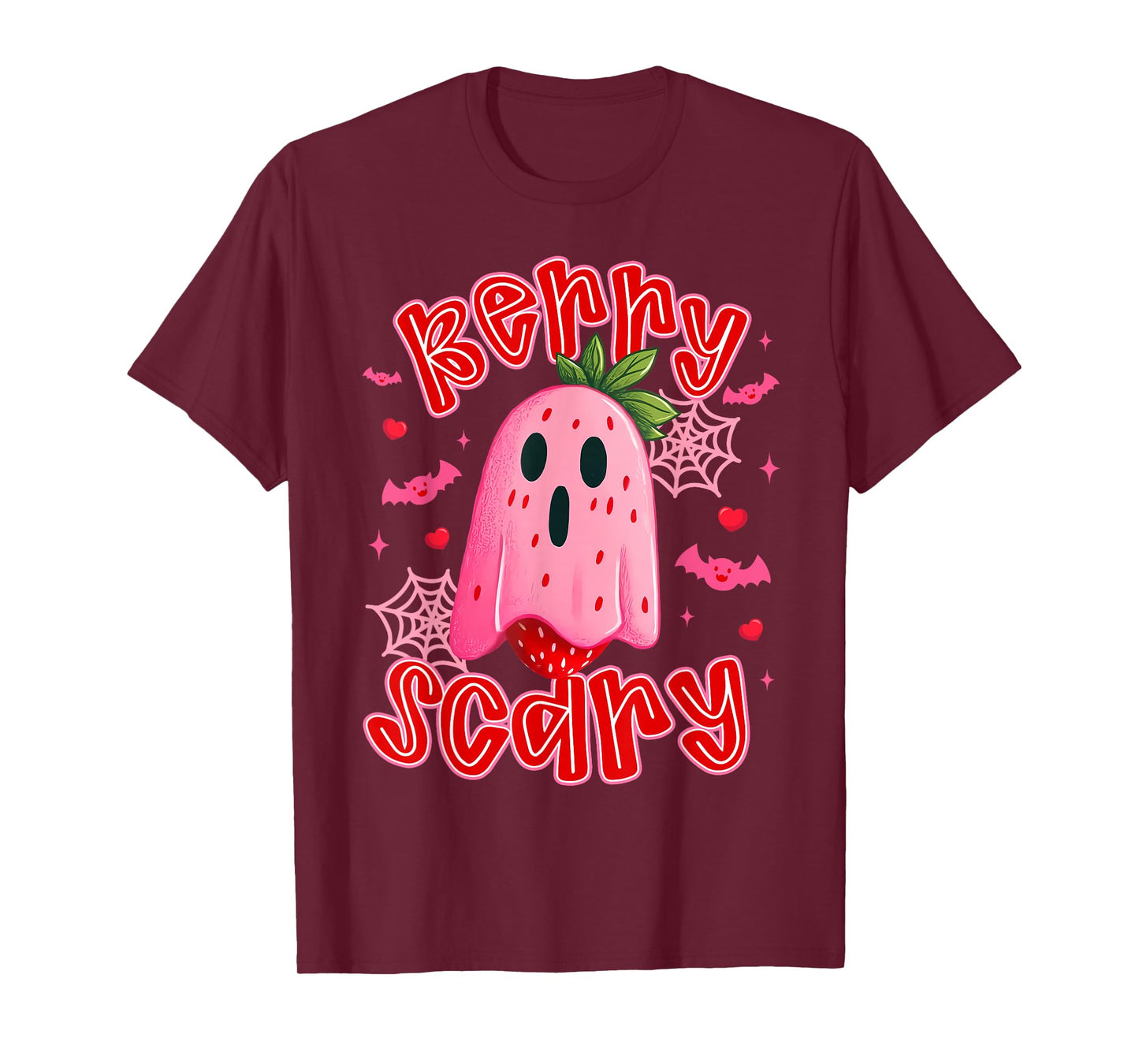 Berry Scary Cute Halloween Strawberry Ghost Cartoon Funny T-Shirt