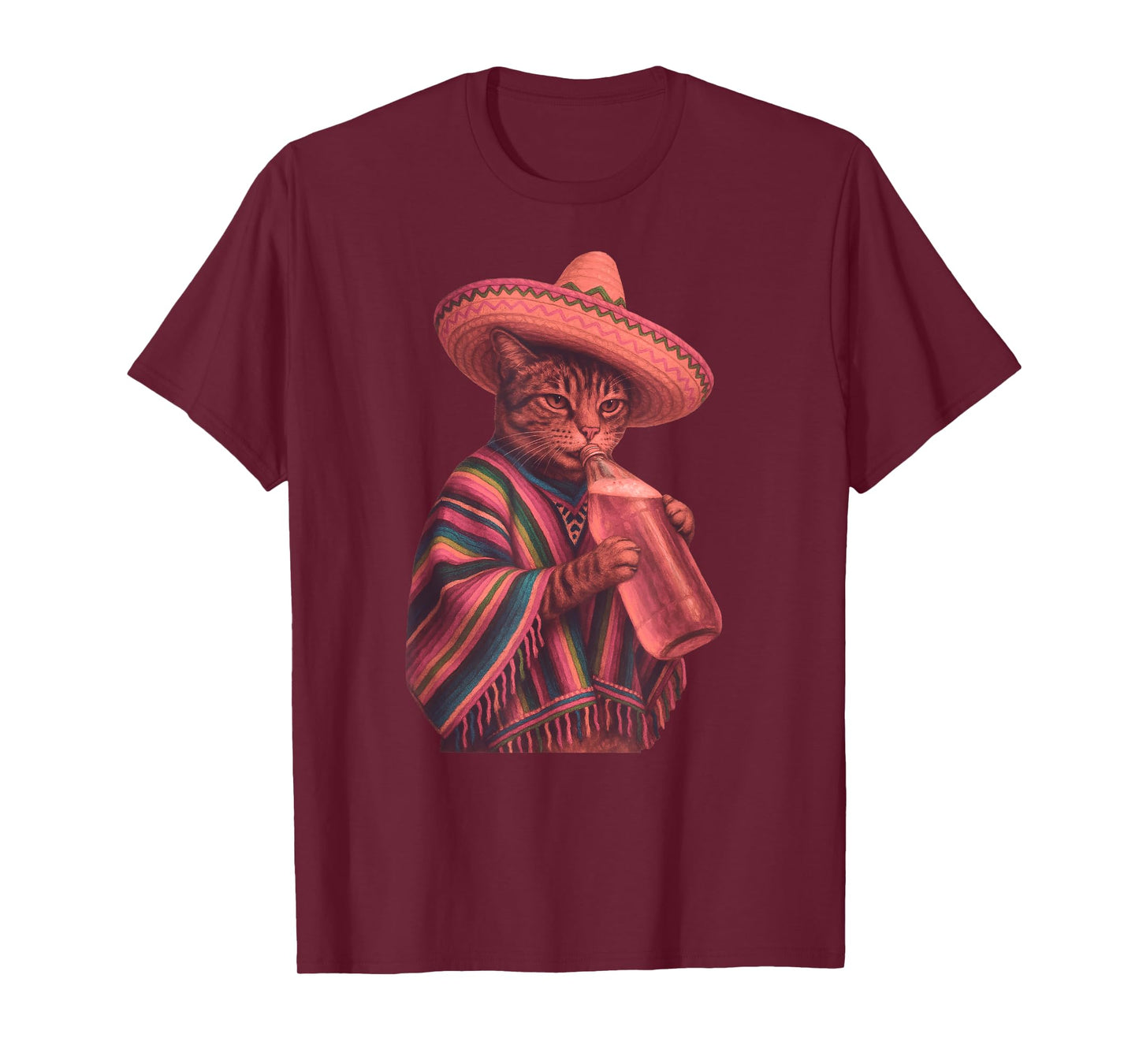 Funny Cat Sombrero Mexican Cinco De Mayo Beer 40 Oz Poncho T-Shirt