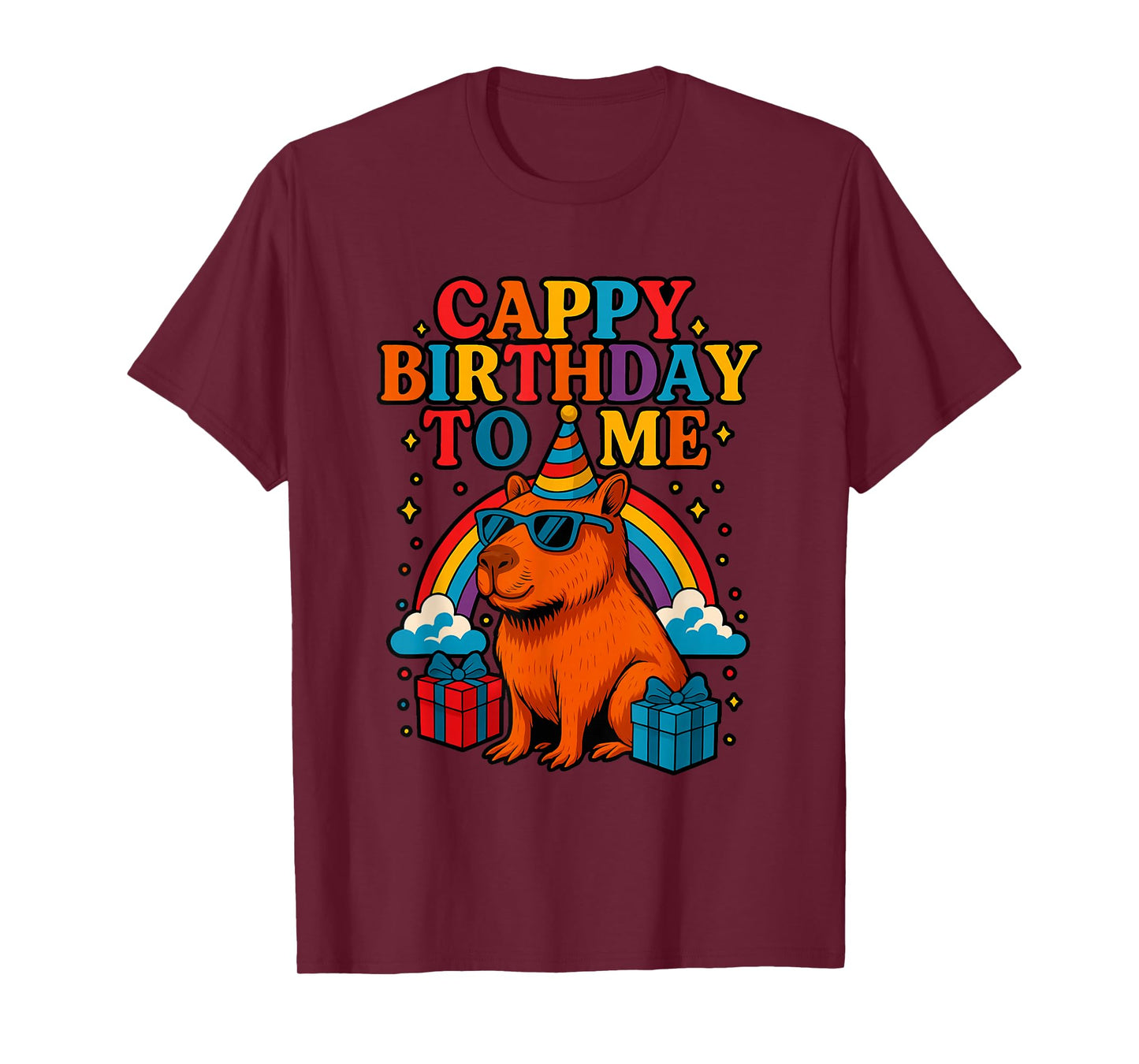 Cappy Birthday to Me Cool Capybara Rainbow Birthday Party T-Shirt