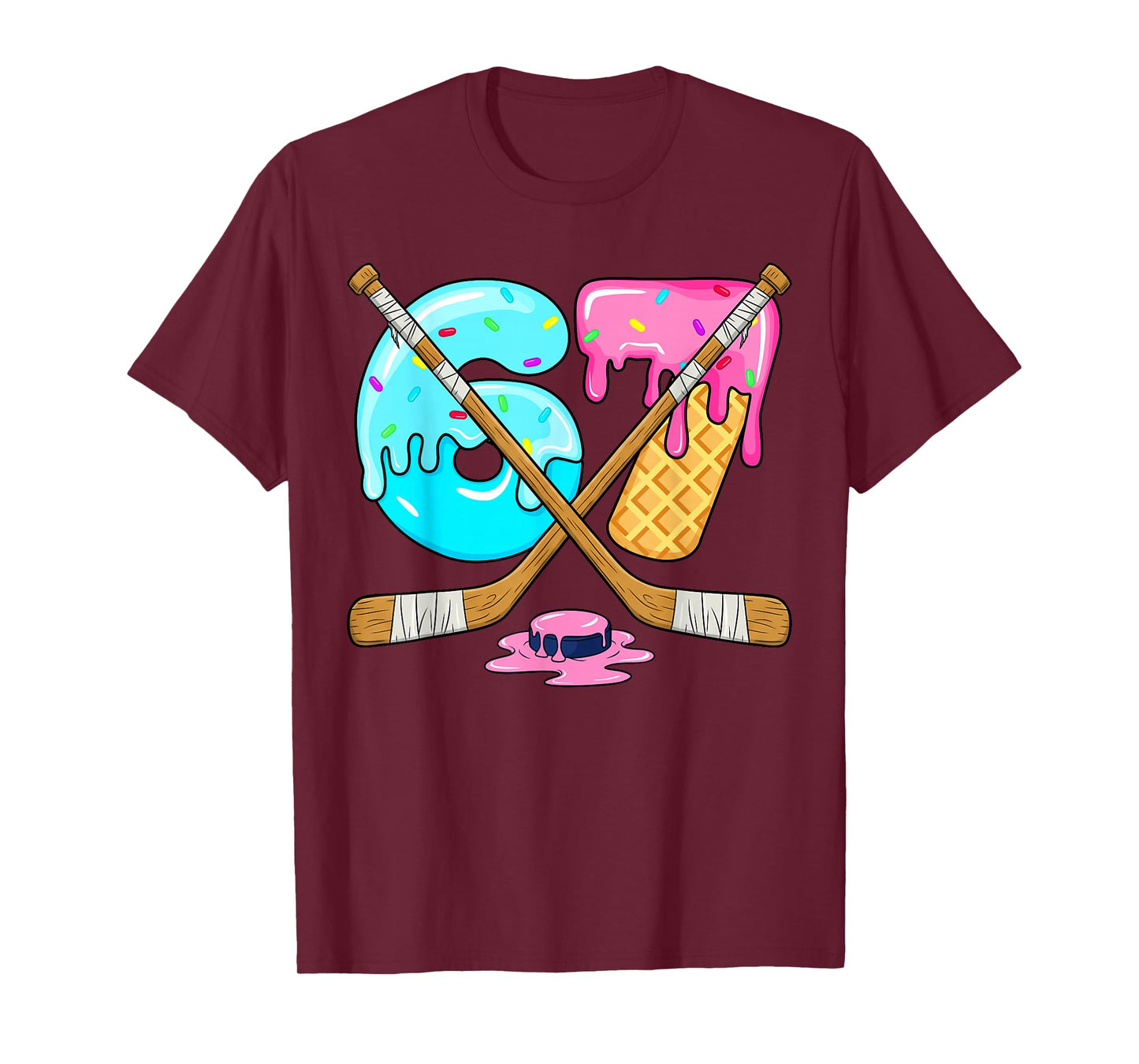 67 Ice Cream Drip Hockey Six Seven 6 7 Meme Sport Lover T-Shirt