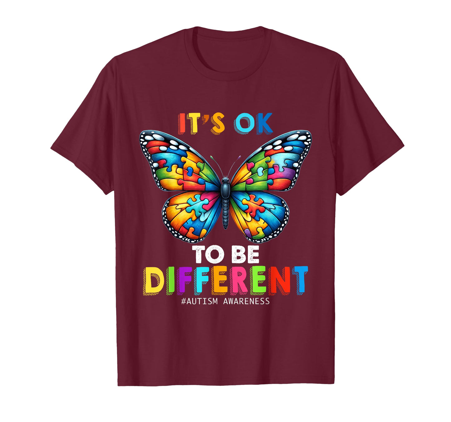 Autism Awareness Butterfly Animal Its Ok To Be Different T-Shirt