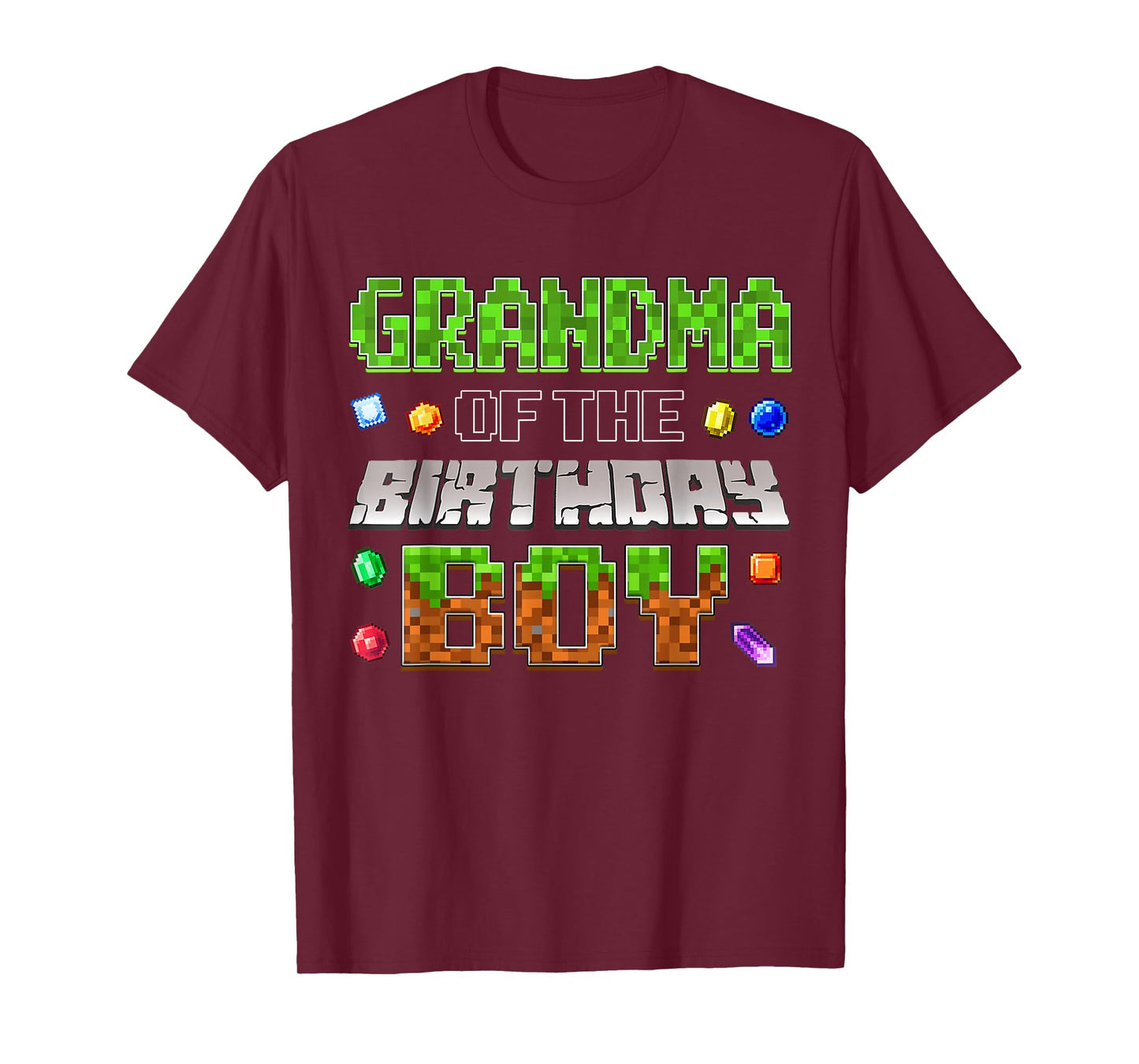 Grandma Of The Birthday Boy Game Pixel Number Birthday Party T-Shirt