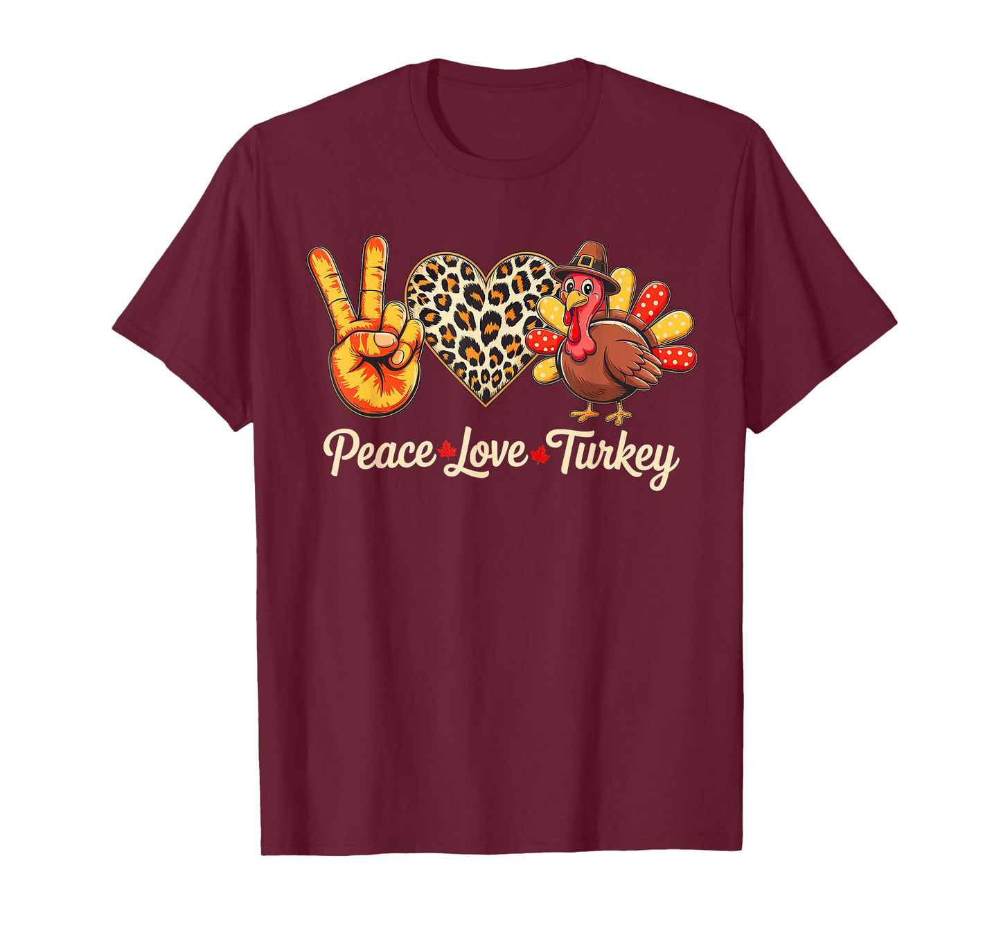 Peace Love Turkey Little Pilgrim Thanksgiving Womens Girls T-Shirt