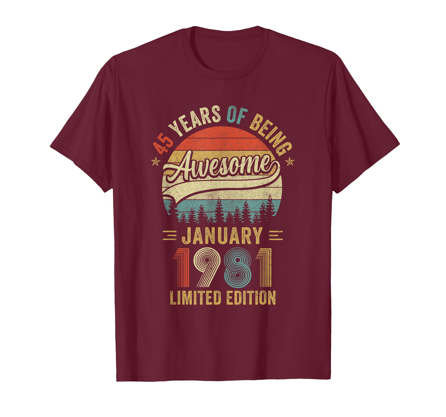 Vintage January 1981 Old 45Th Birthday Men Women T-Shirt