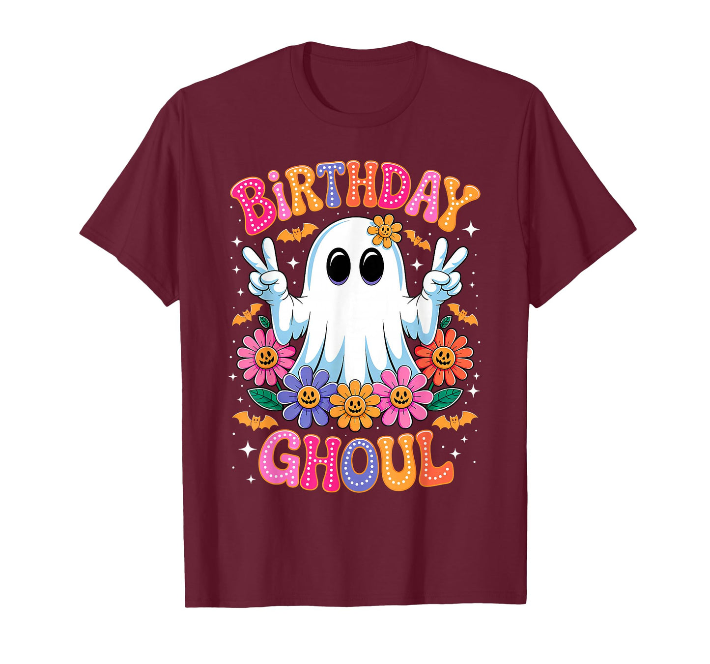 Groovy Happy Birthday Ghoul Halloween Ghost Floral Women T-Shirt