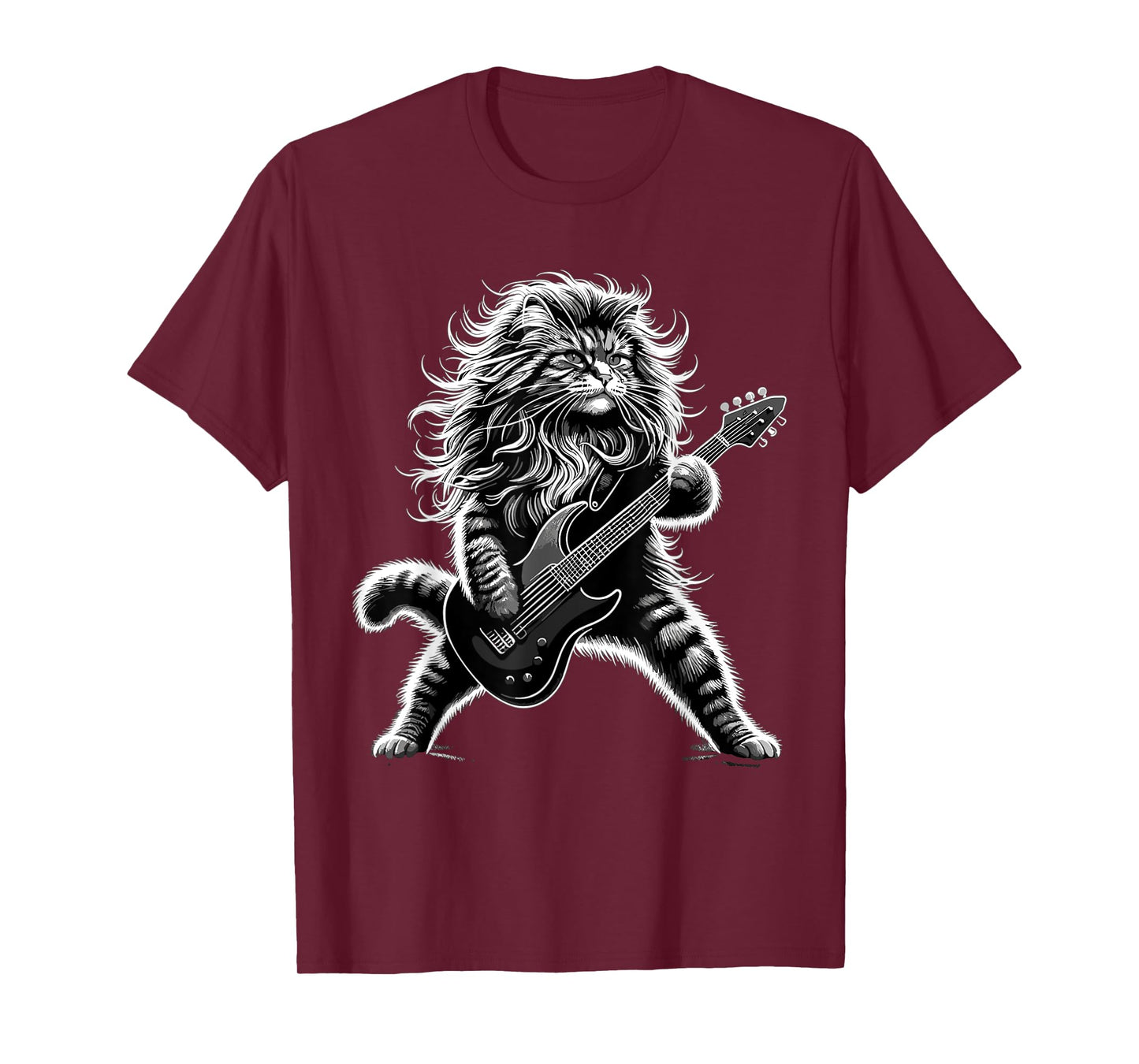 Rock and Roll Cat playing Guitar T-Shirt for Men Women Girls Kids