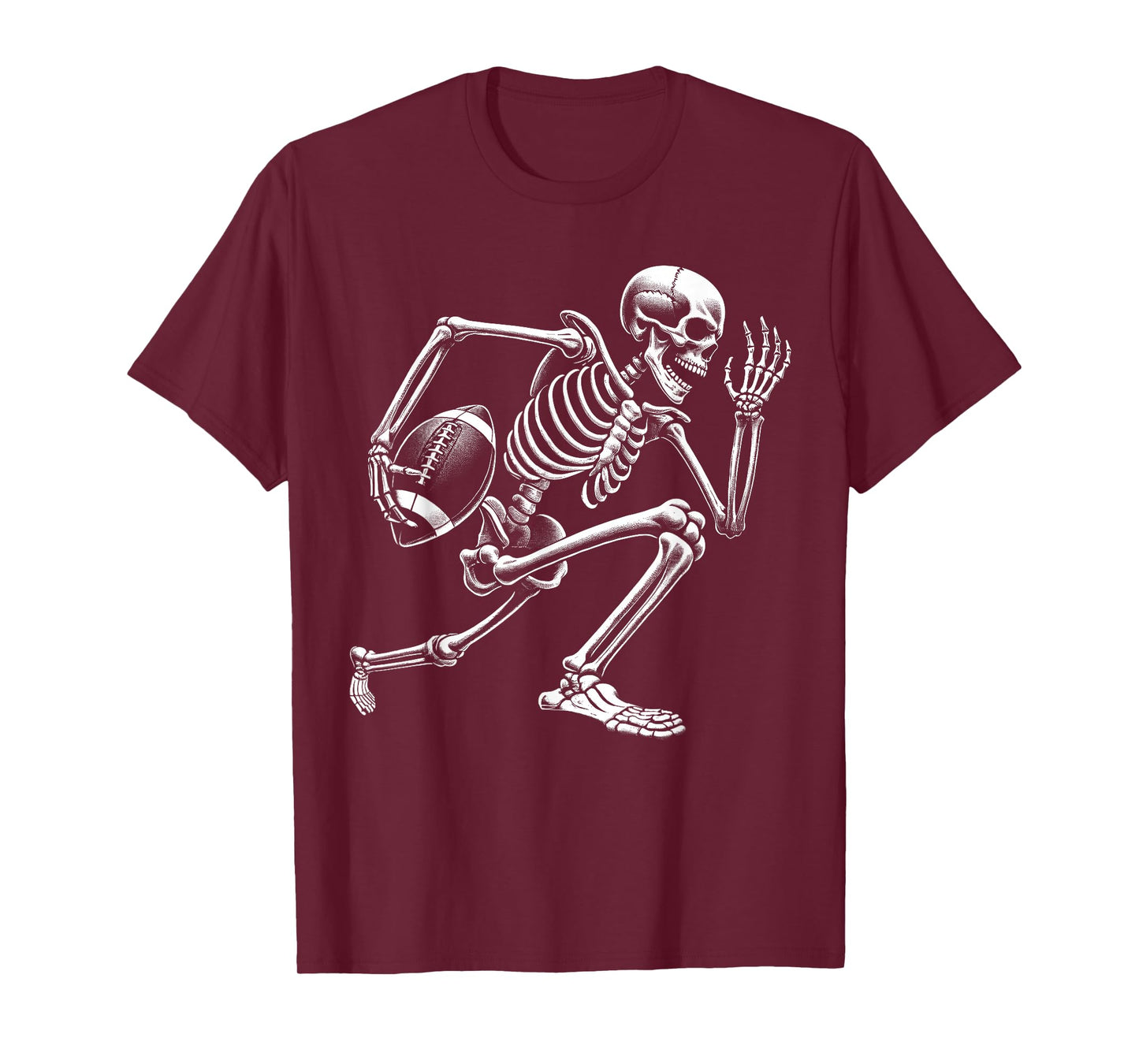 Football Skeleton Playing Football Halloween Skull Lover T-Shirt