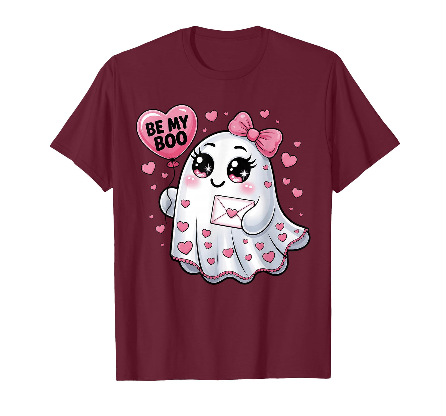 Be My Boo Valentine Funny Ghost Heart Girl Women Kid T-Shirt