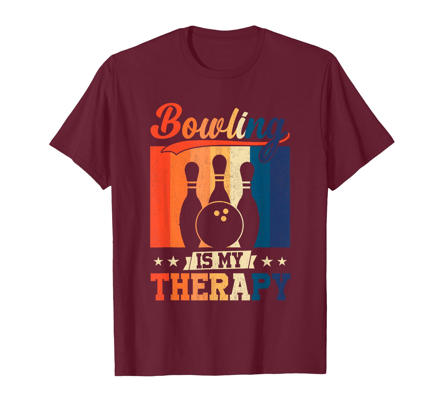 Vintage Retro Bowling Is My Therapy Funny Player Team T-Shirt