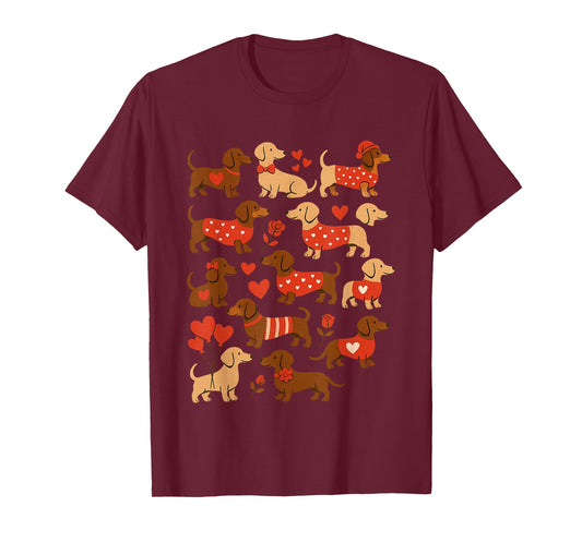 Doxie in Dog Dress Valentines Weiner Dachshund T-Shirt