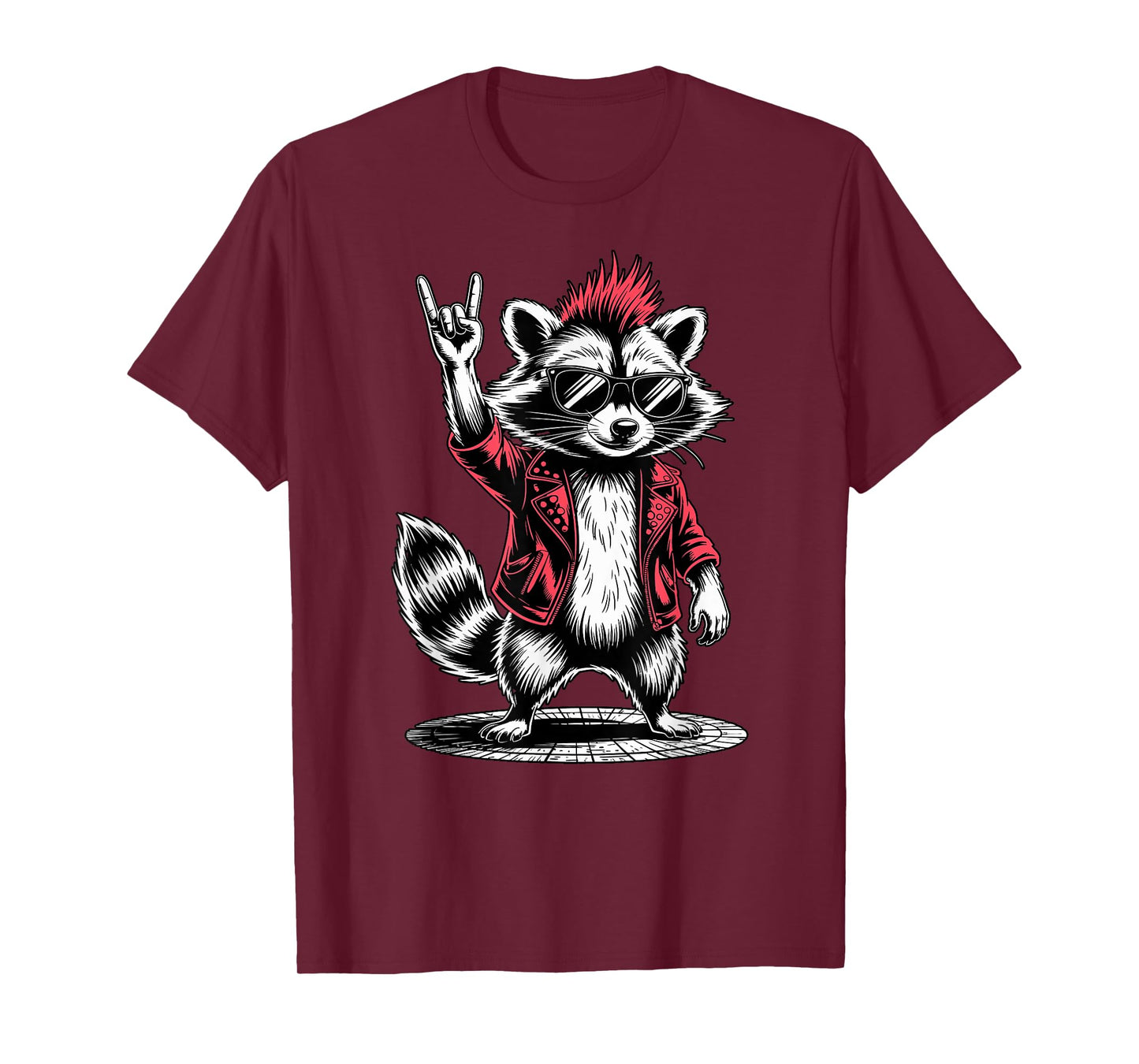 Retro Raccoon Rock Music Men Kids Women Funny Raccoon Punk T-Shirt