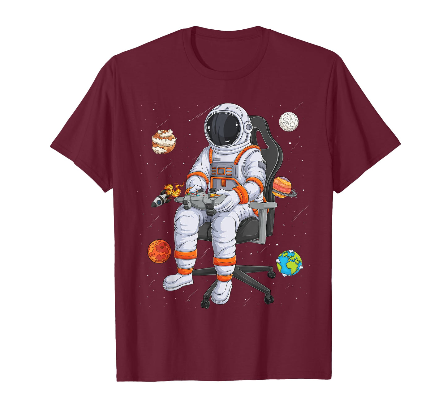 Astronaut Gamer Outer Space Men kids Gaming System Planets T-Shirt