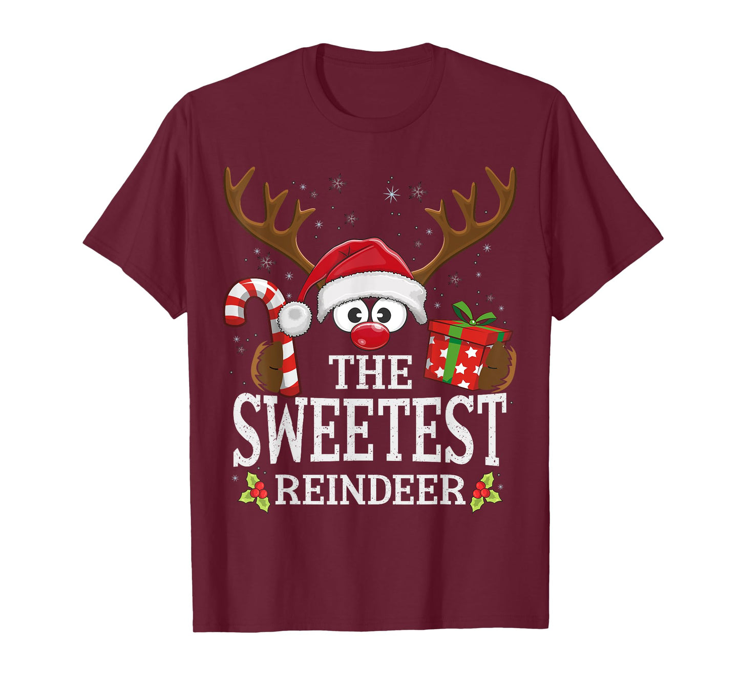 99 Gifts Matching Christmas Reindeer Squad - Black Christmas Cartoon T-Shirt - Unisex-Adults & Kids - Regular Fit - Short Sleeve - Winter