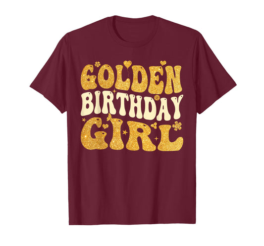 Golden Birthday Girl Era Women Kids Groovy T-Shirt