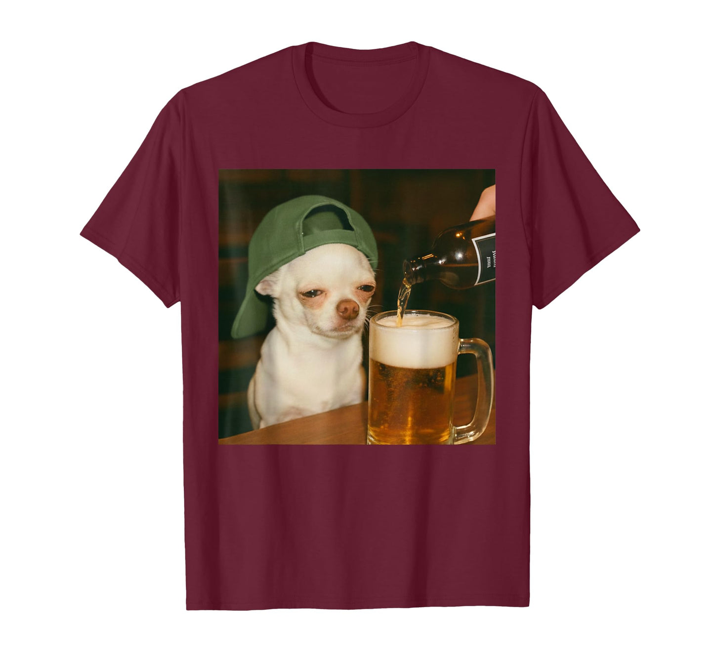 Chihuahua Beer Funny Meme Dog Reaction Humor Dog Meme T-Shirt