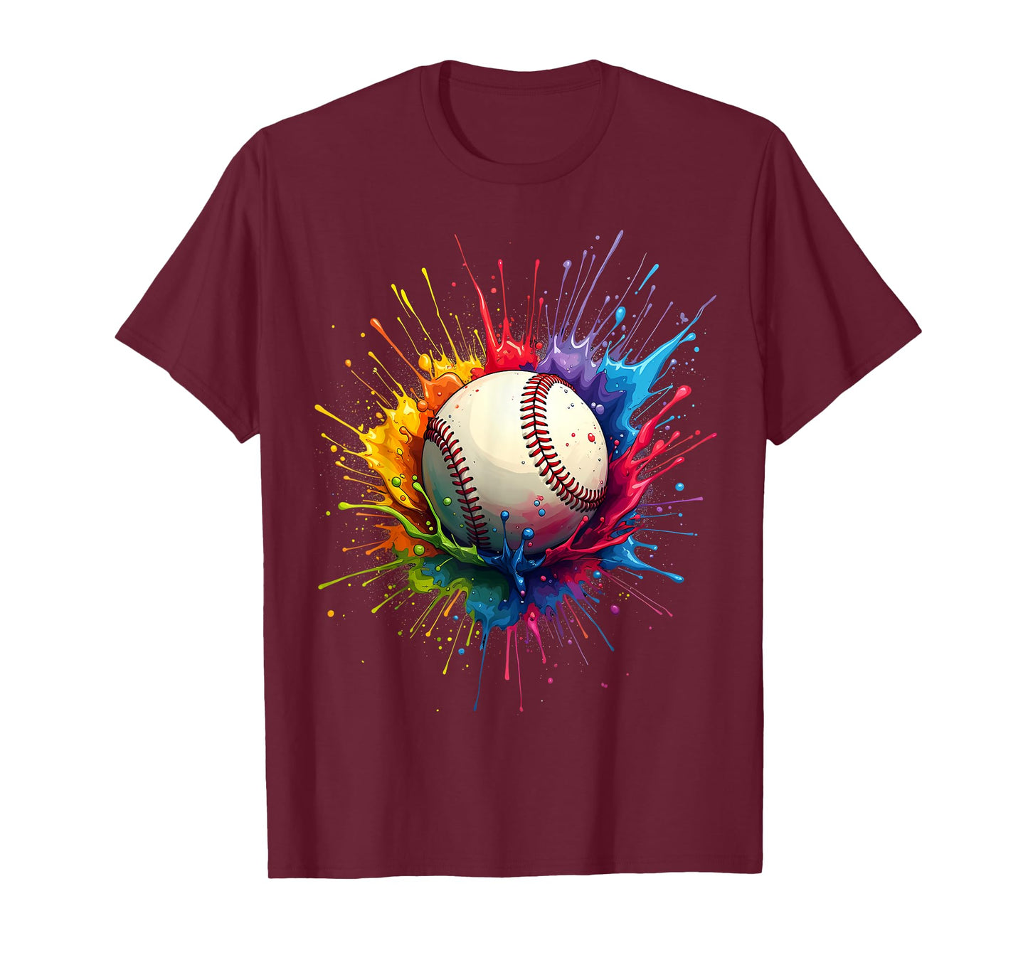 Baseball Player Color Art Colorful Tie Dye Paint Splatter T-Shirt
