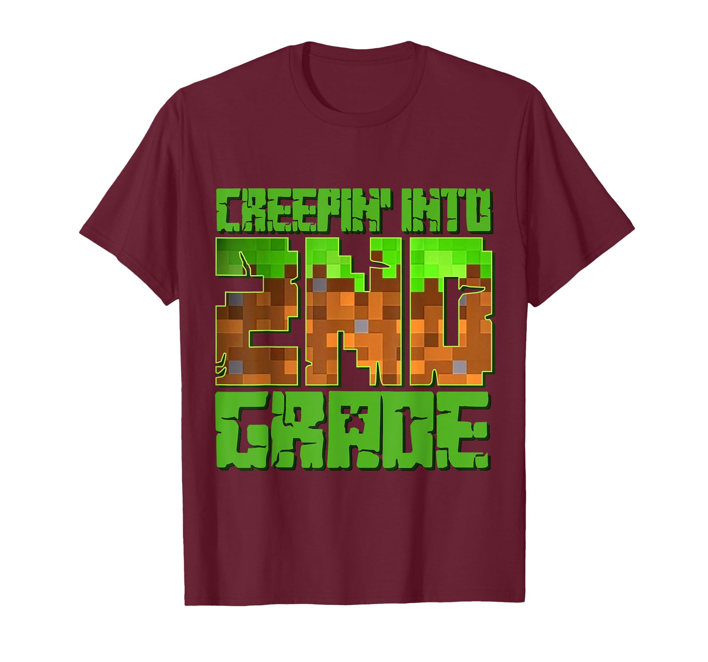 Creepin’ Into 2nd Grade Kids Boy Gamer Pixel Back to School T-Shirt