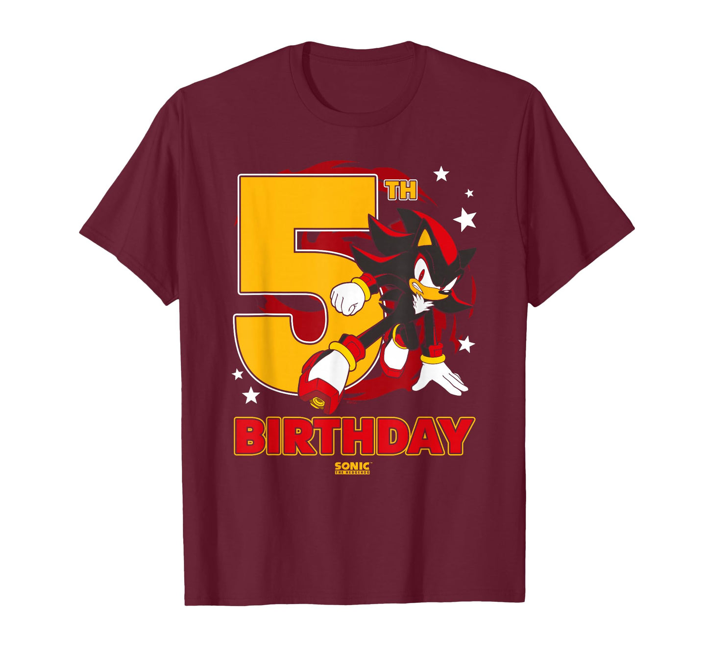 Sonic The Hedgehog 5th Birthday Epic Shadow Big Chest Logo T-Shirt