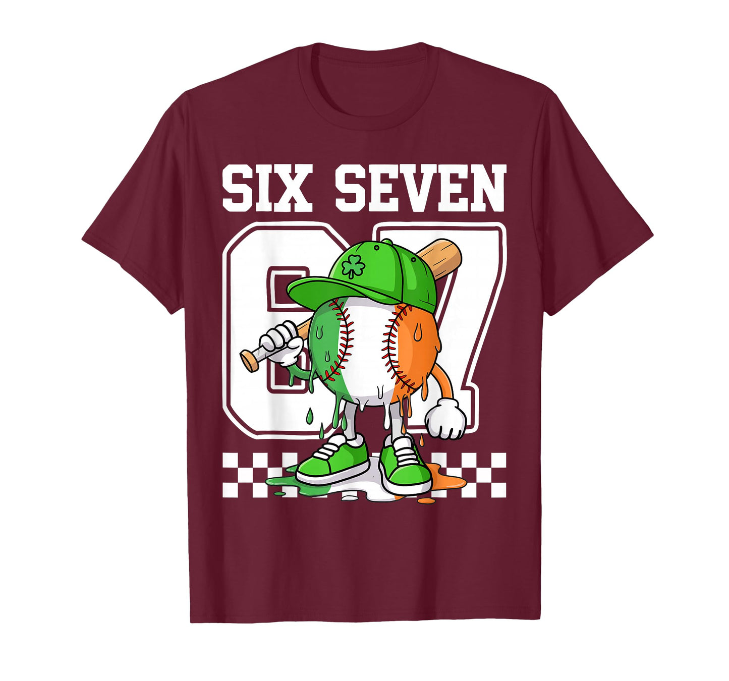 Boys St Patricks Day 67 Six Seven Baseball Ice Cream Drip T-Shirt