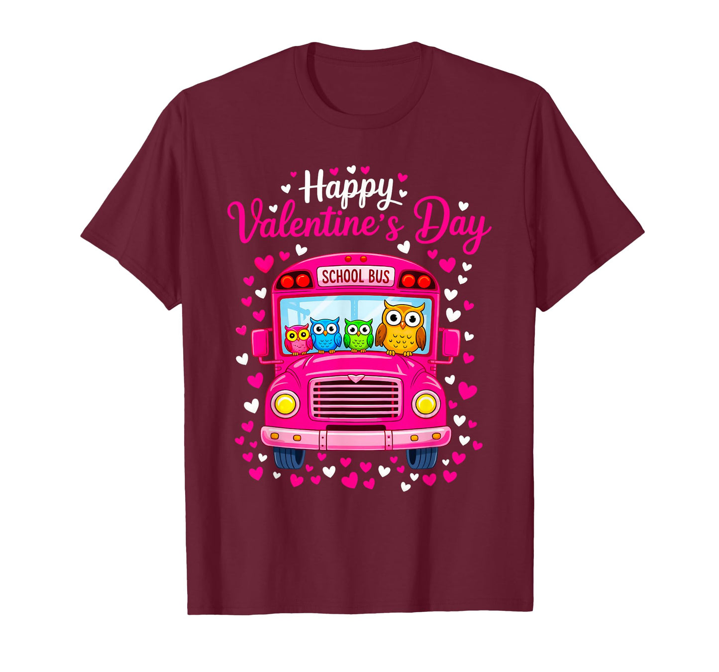 Funny Owls School Bus Driver Happy Valentines Day T-Shirt