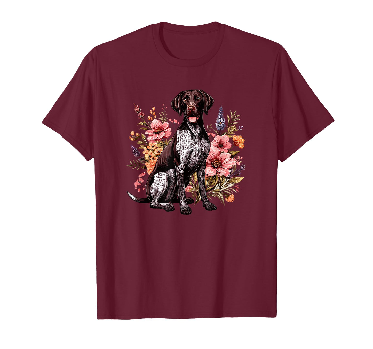 GSP Hunting Dog Vintage Flowers German Shorthaired Pointer T-Shirt