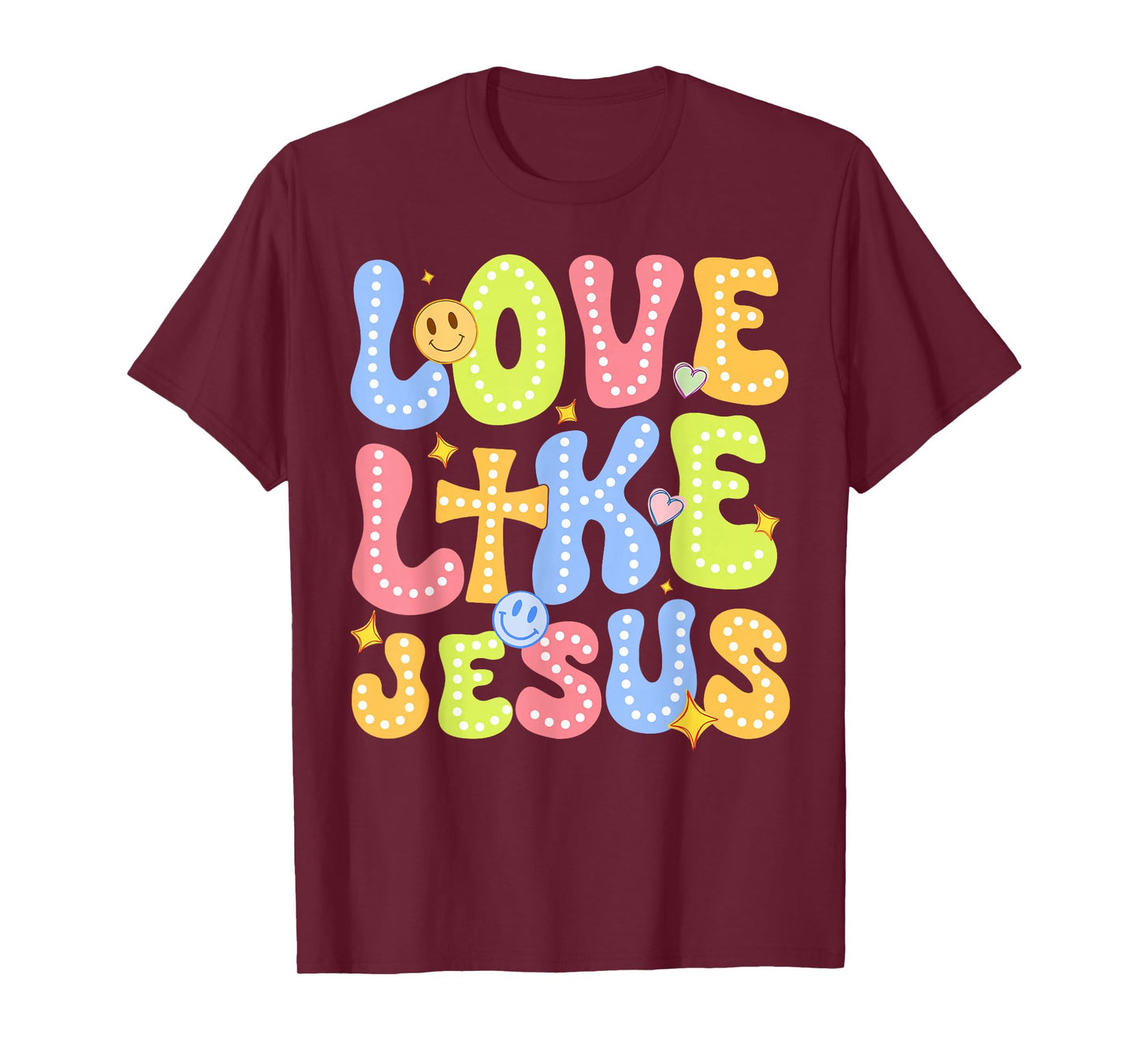 Love Like Jesus Groovy Valentine God Christian Boy Girl T-Shirt