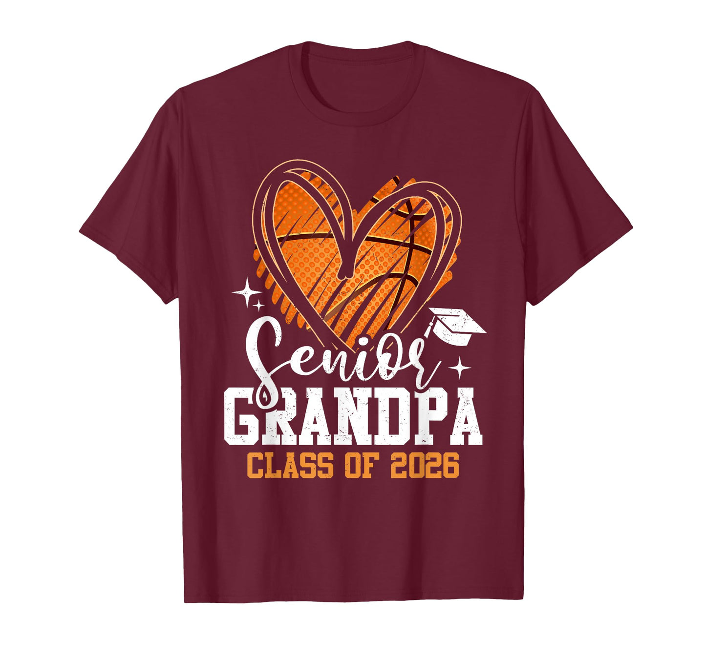 Senior Grandpa Class of 2026 Basketball Graduation Heart T-Shirt