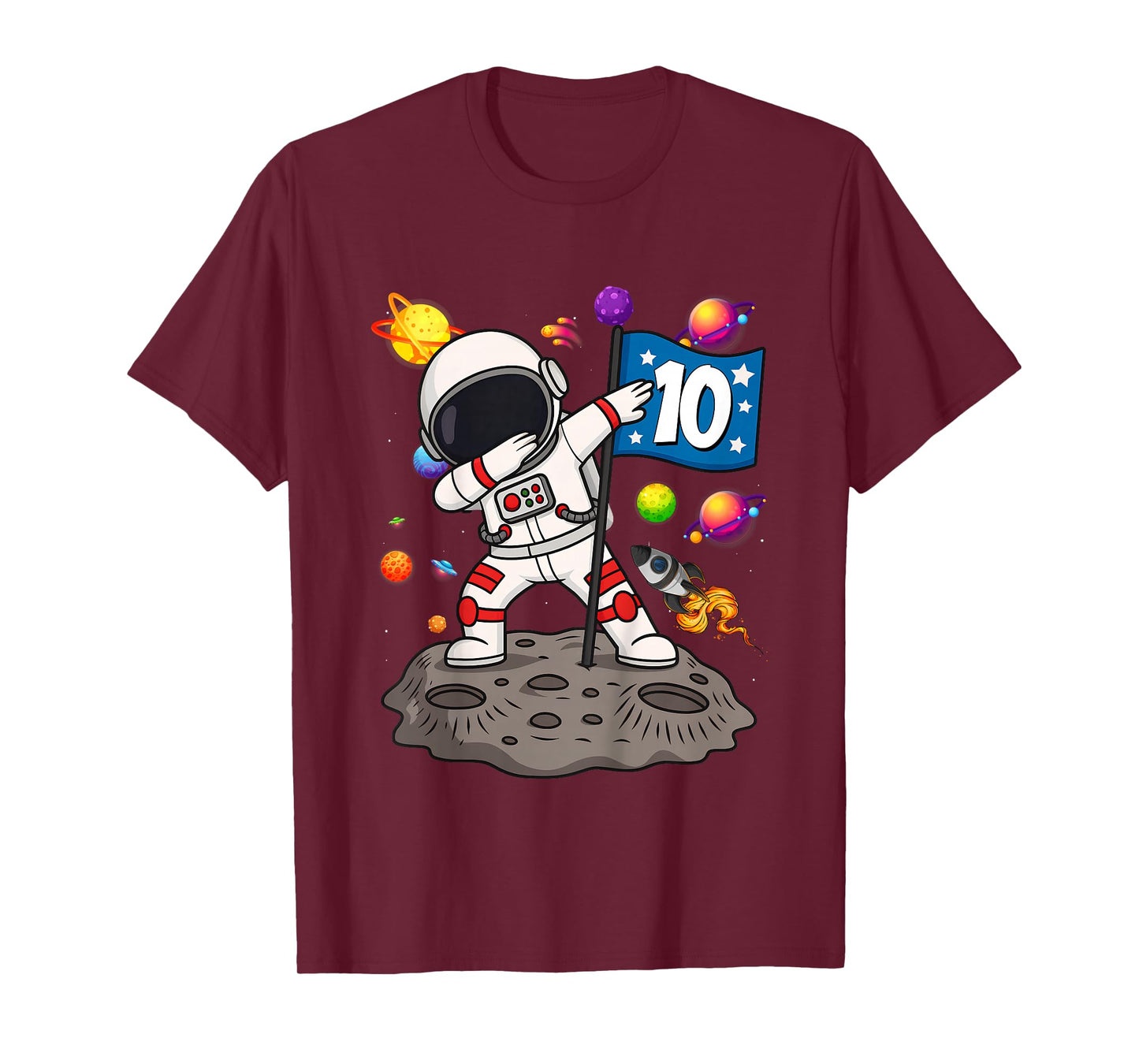 Ten 10th Boys Girls Astronaut Space Birthday 10 Years Old T-Shirt