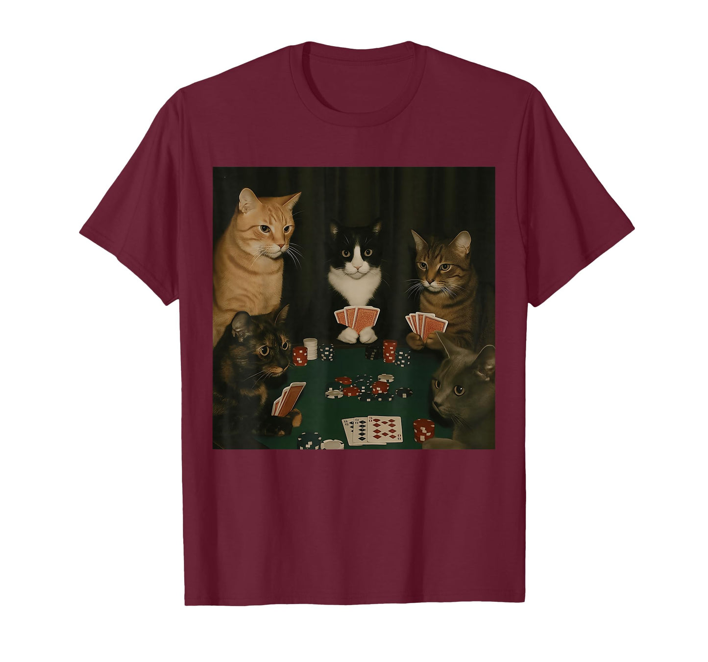 Vintage Cats Playing Poker Cat Playing Card Gambling Meme T-Shirt