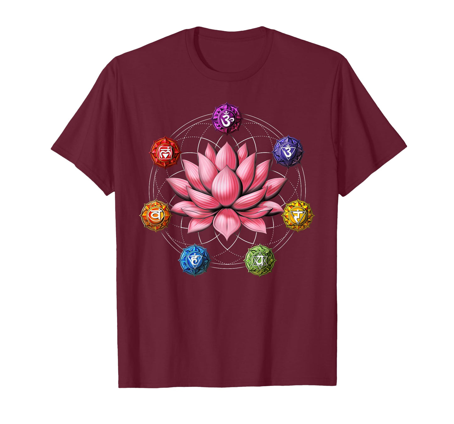 Lotus Flower Chakra Symbol Zen Yoga Sacred Geometry Buddhist T-Shirt