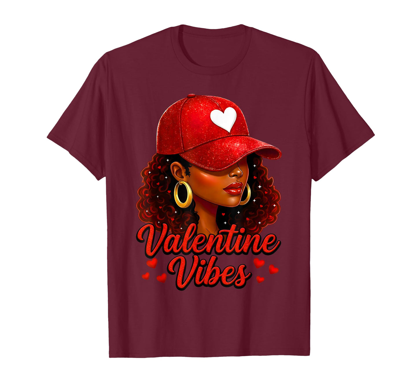 Valentine Vibes Black Women Valentines Day for Girl Womens T-Shirt