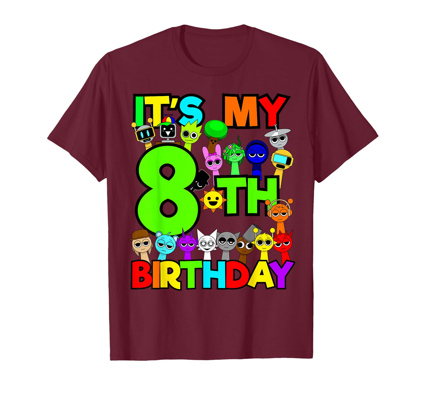 Birthday Sprunki party decorations 8 year old Girls Boys T-Shirt