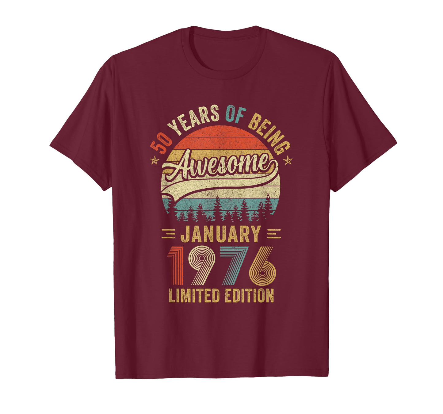 Vintage January 1976 Old 50Th Birthday Men Women T-Shirt