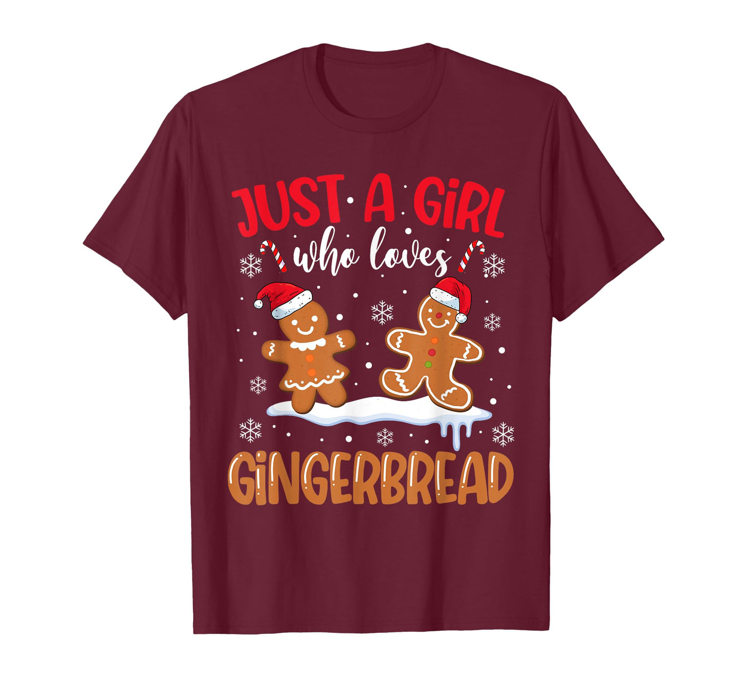 Just A Girl Who Loves Gingerbread Man Christmas Xmas Pajamas T-Shirt