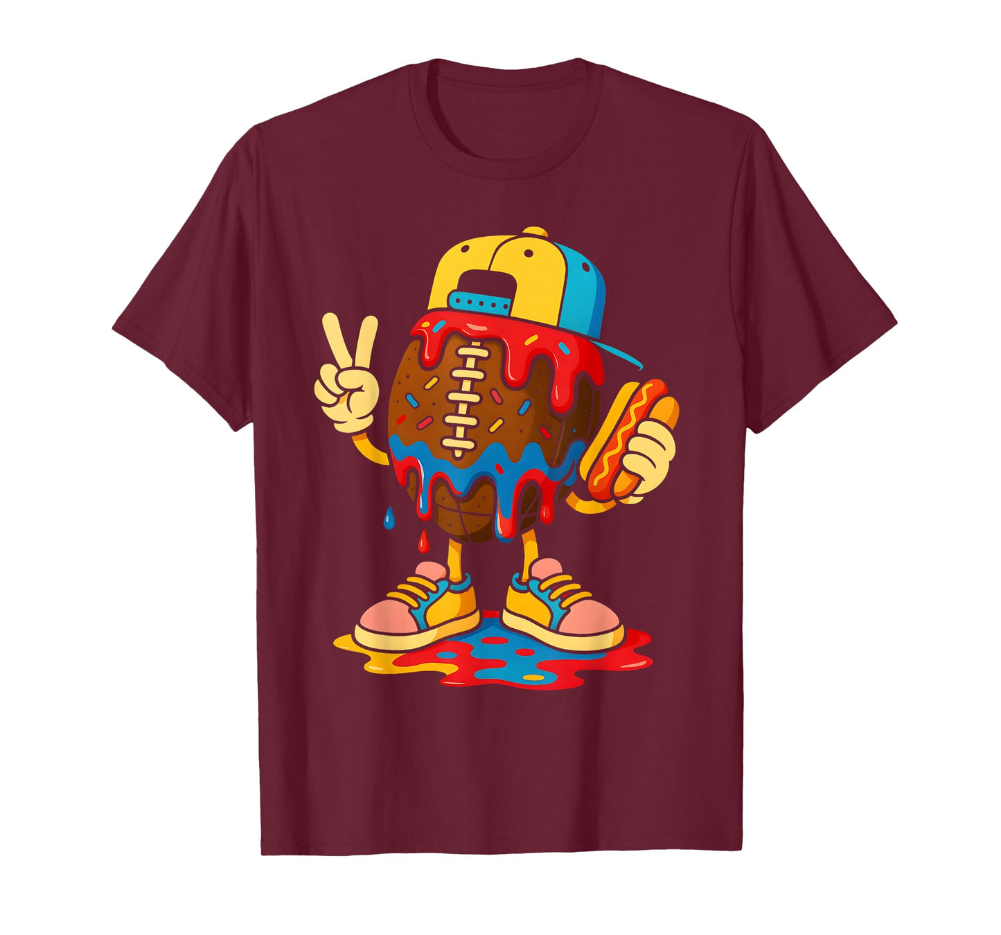 Football Drip Boys Football Ice Cream Youth Game Day T-Shirt