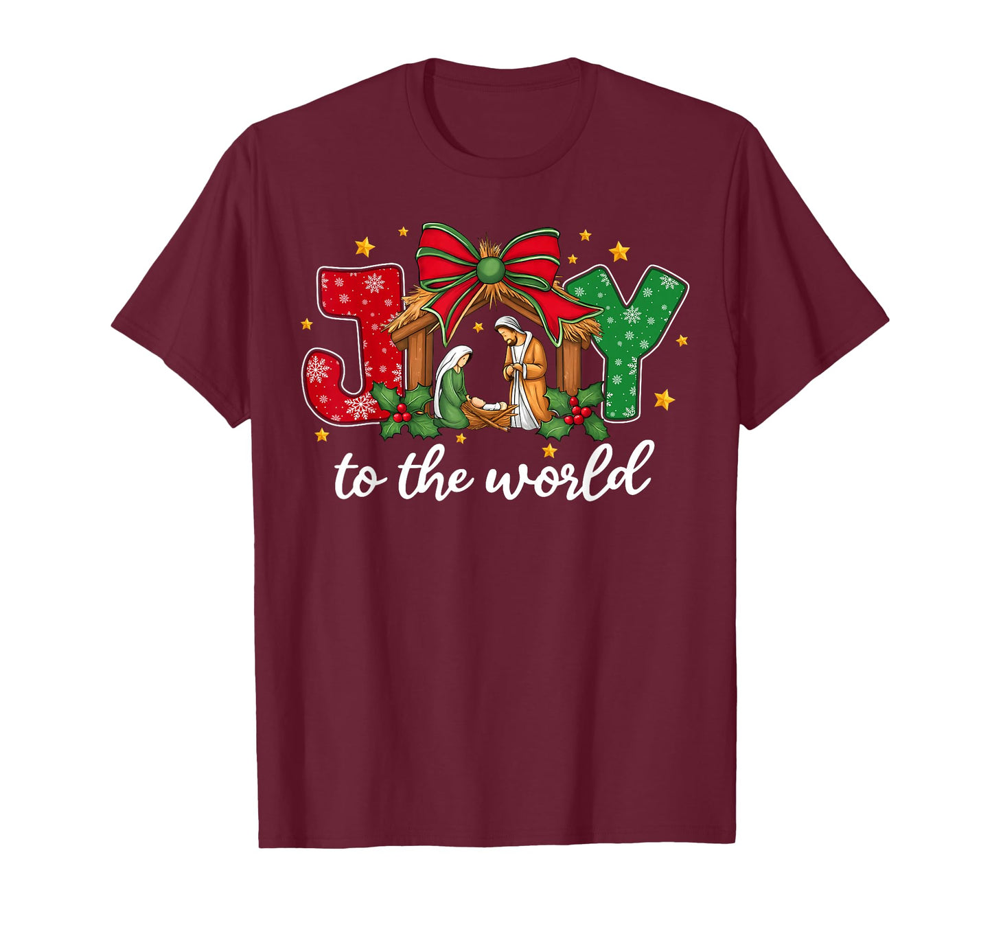 Joy to The World Baby Jesus Christmas Nativity Scene T-Shirt