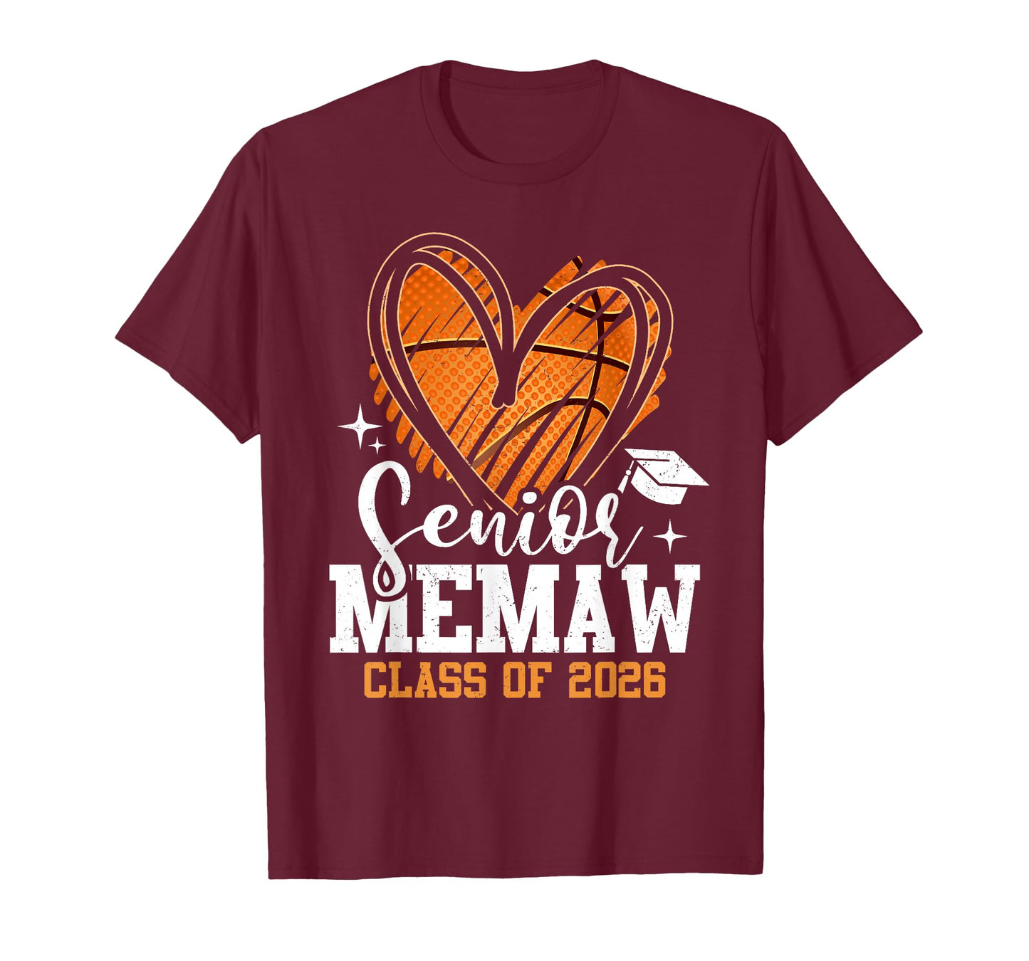 Senior Memaw Class of 2026 Basketball Graduation Heart T-Shirt