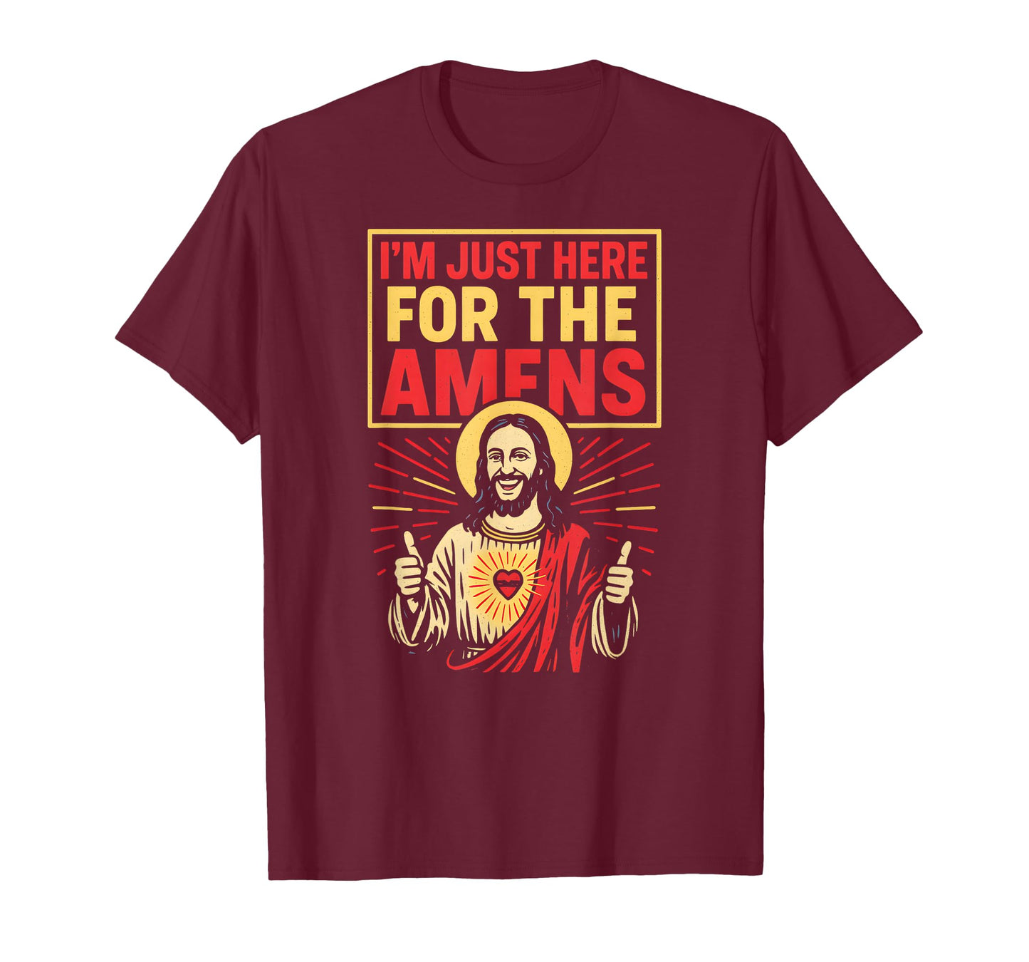 Faith Humor Im Just Here for The Amens Cool Womens Religious T-Shirt