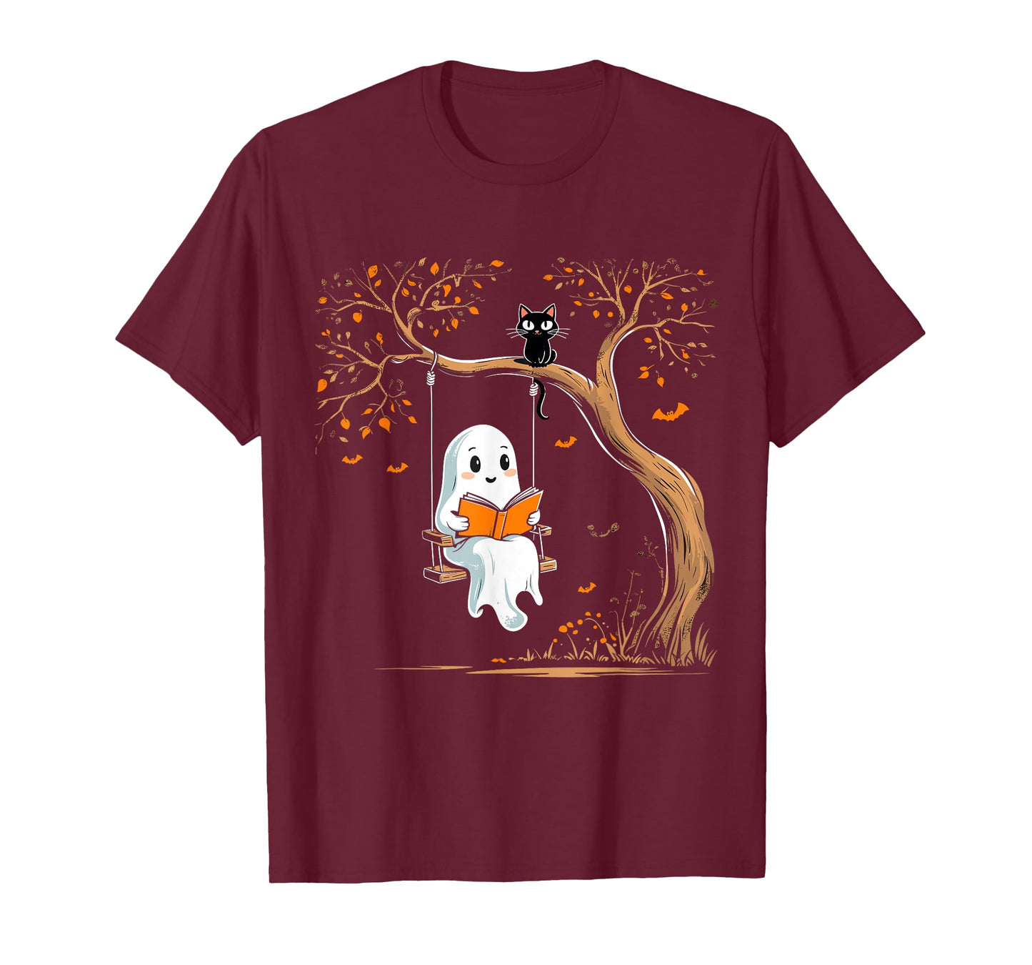 Vintage Ghost Swing Reading Book Swinging Halloween Costume T-Shirt