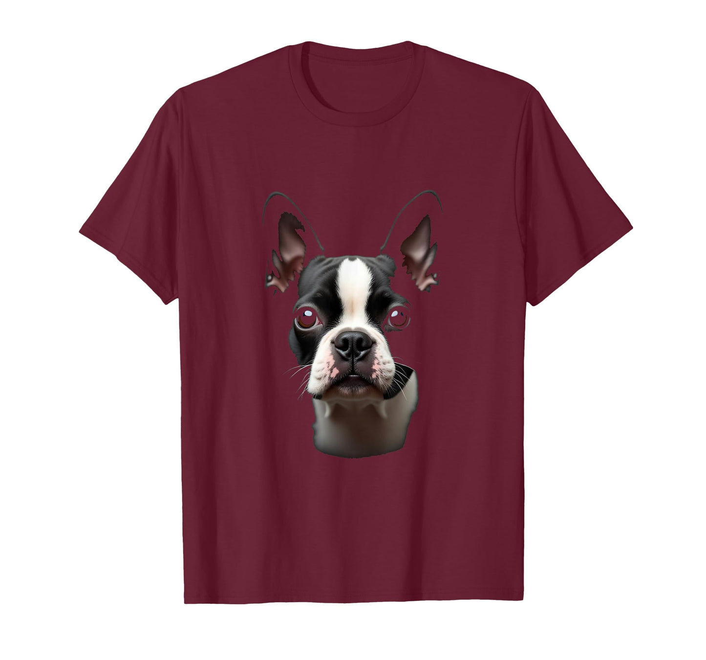 Black Boston Terrier Dog Bostie Face T-Shirt