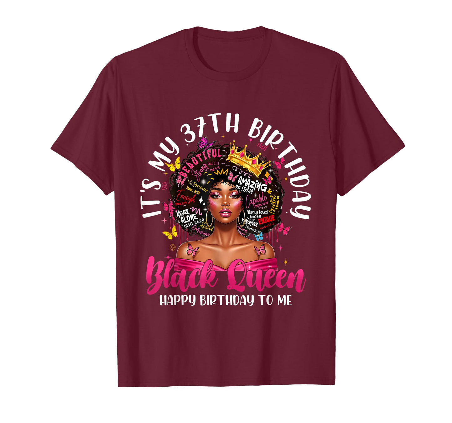 It's My 37th Birthday Black Queen Melanin 37 Year Old Women T-Shirt