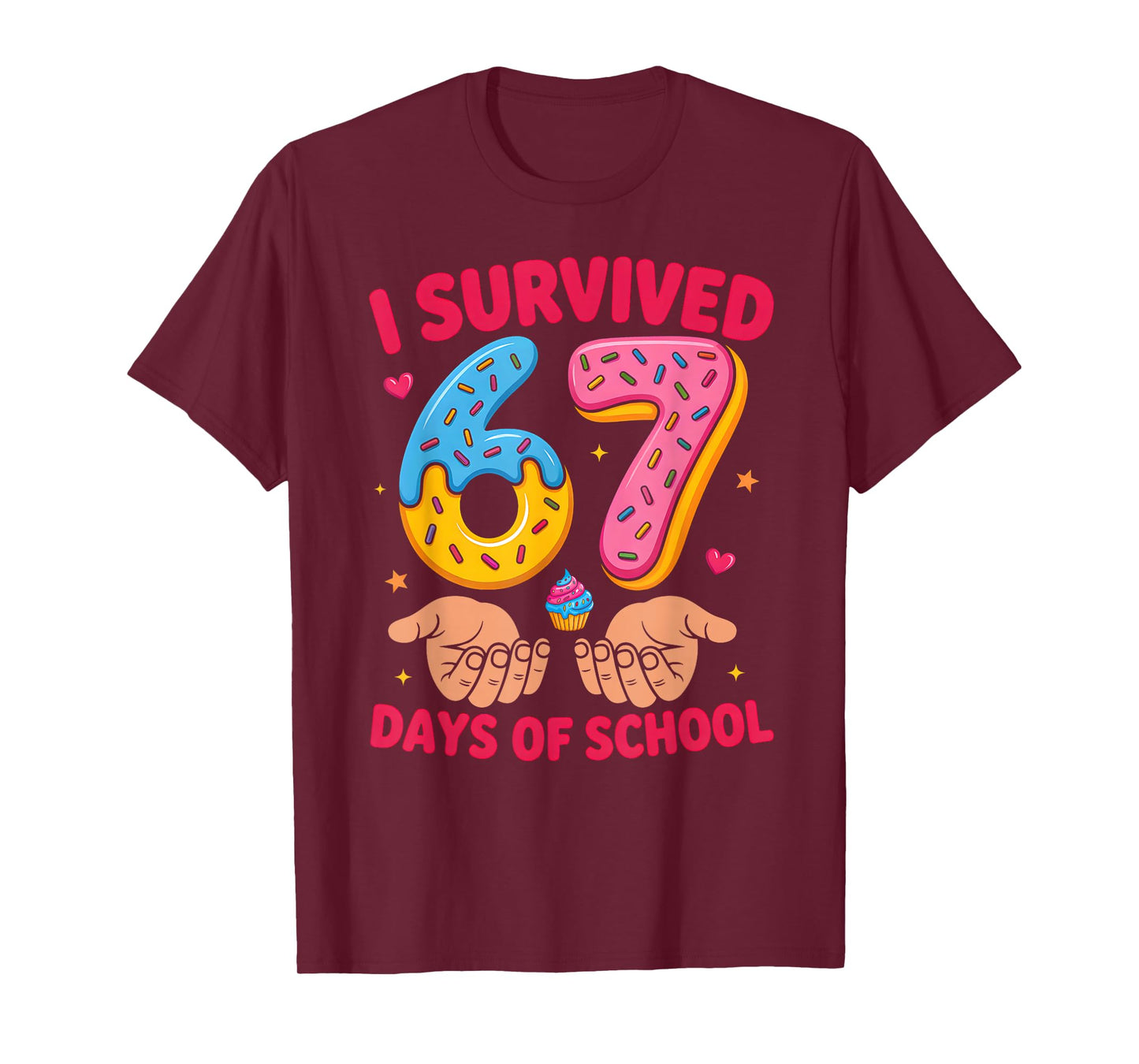 I Survived 67 Days of School Teacher Kids Funny 6 7 Number T-Shirt