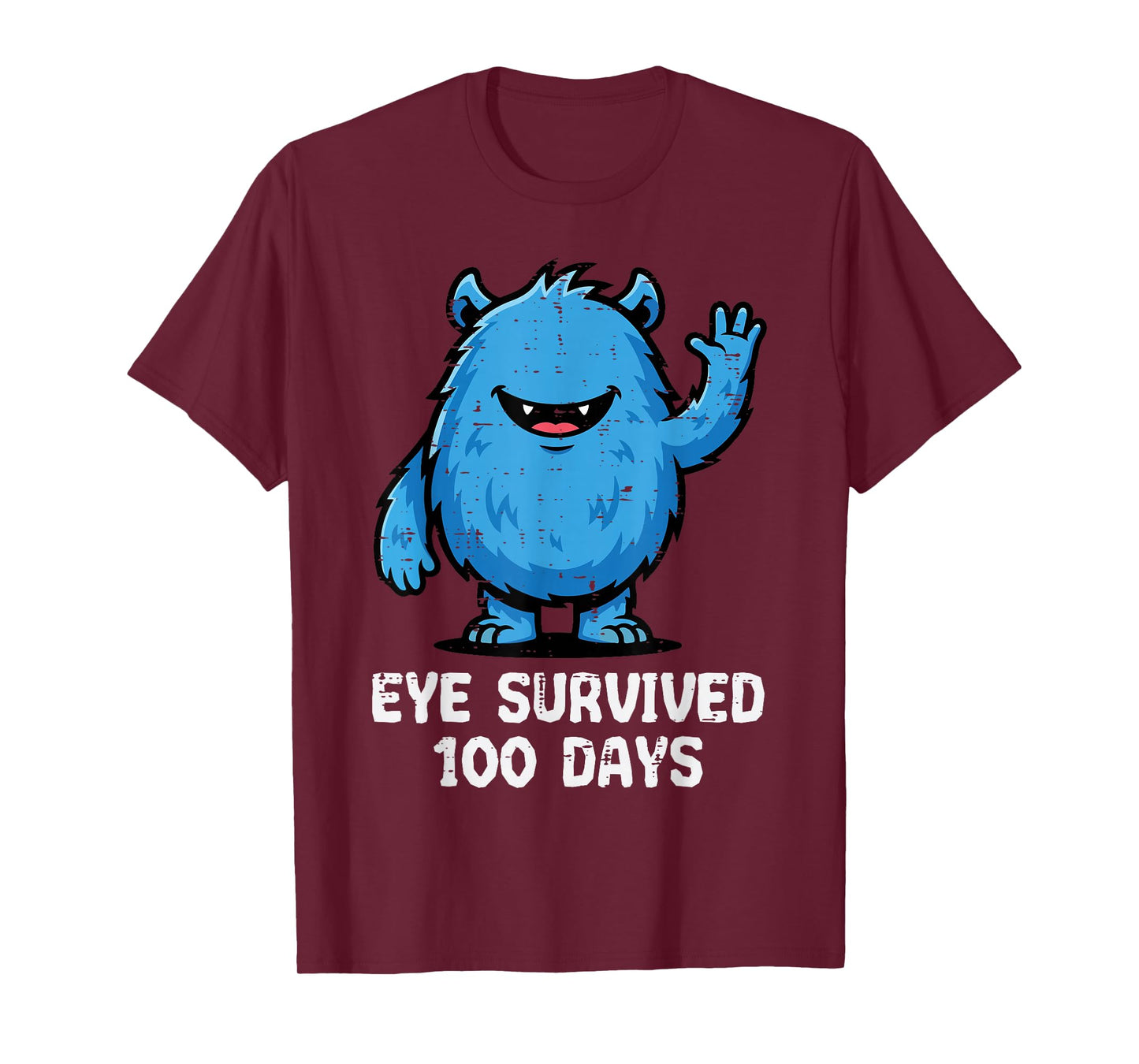 Eye Survived 100 Days of School Monster Cute 100th Day Kids T-Shirt