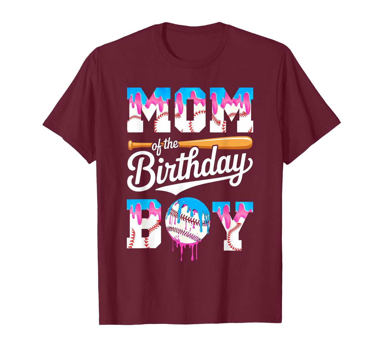 Mom Of The Birthday Boy Baseball Drip Family Matching T-Shirt